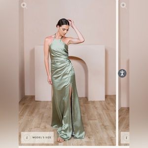 Revelry Fallon Silver Sage Bridesmaid dress